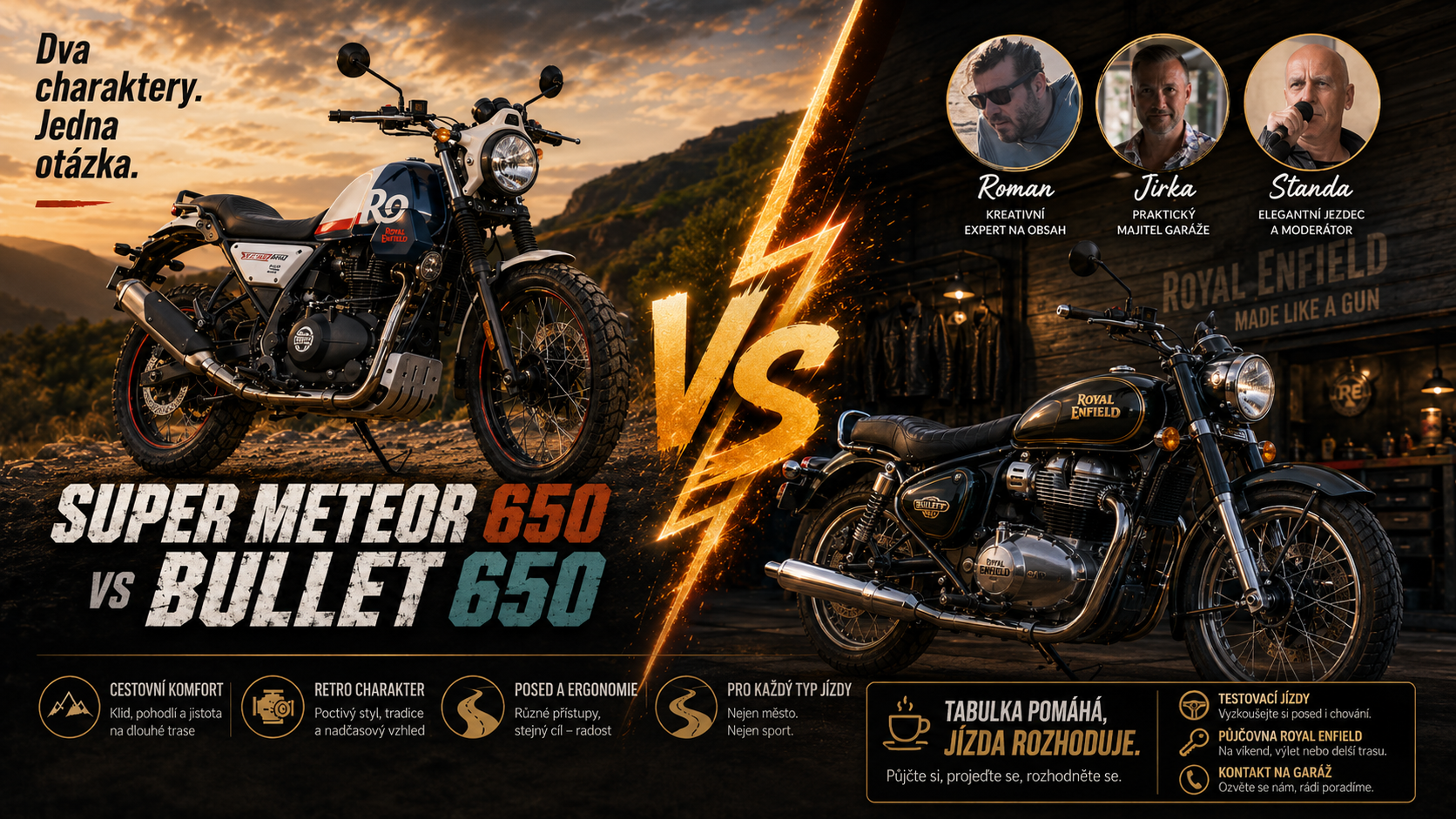Super Meteor 650 vs Bullet 650: cestovní komfort, nebo retro charakter?
