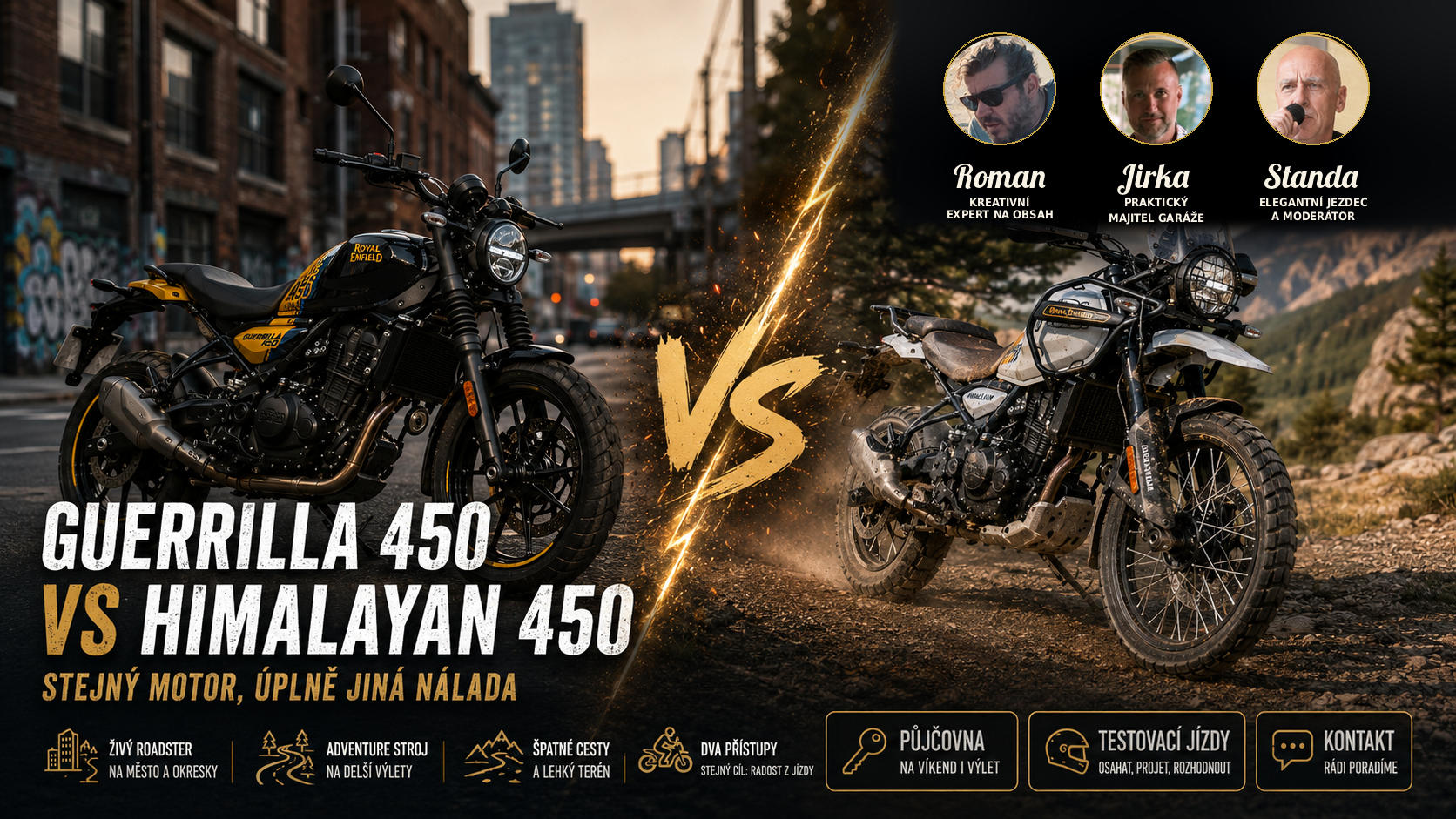 Guerrilla 450 vs Himalayan 450: stejný motor, úplně jiná nálada
