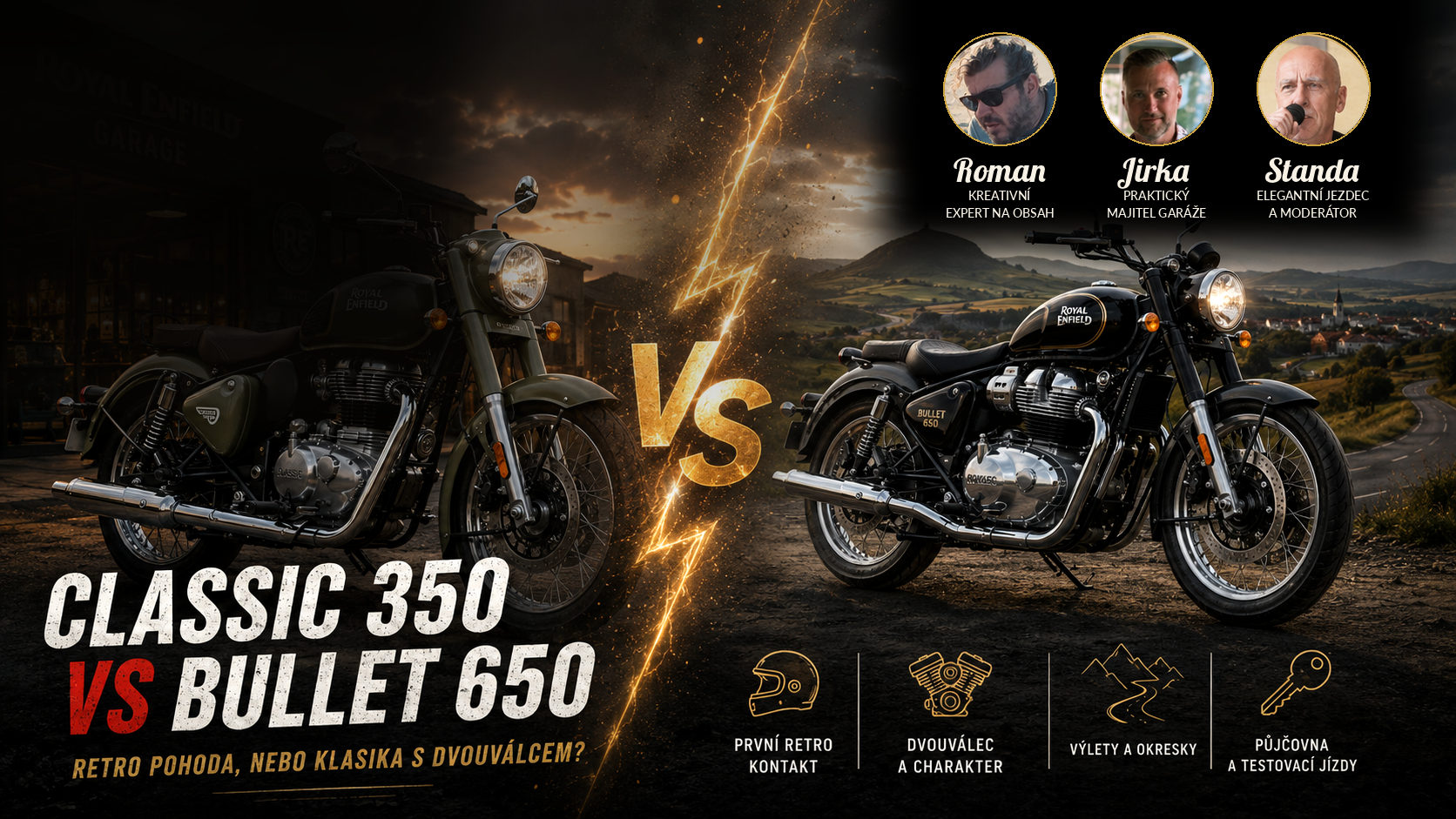 Classic 350 vs Bullet 650: retro pohoda, nebo klasika s dvouválcem?