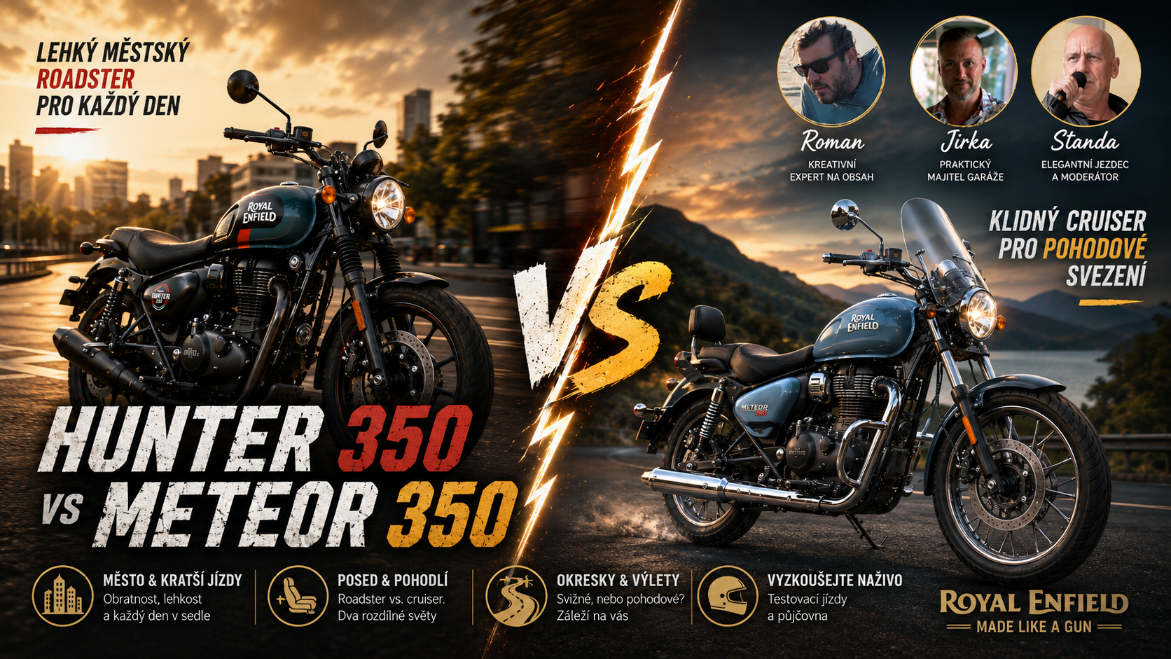 Hunter 350 vs Meteor 350: lehký městský roadster, nebo klidný cruiser?