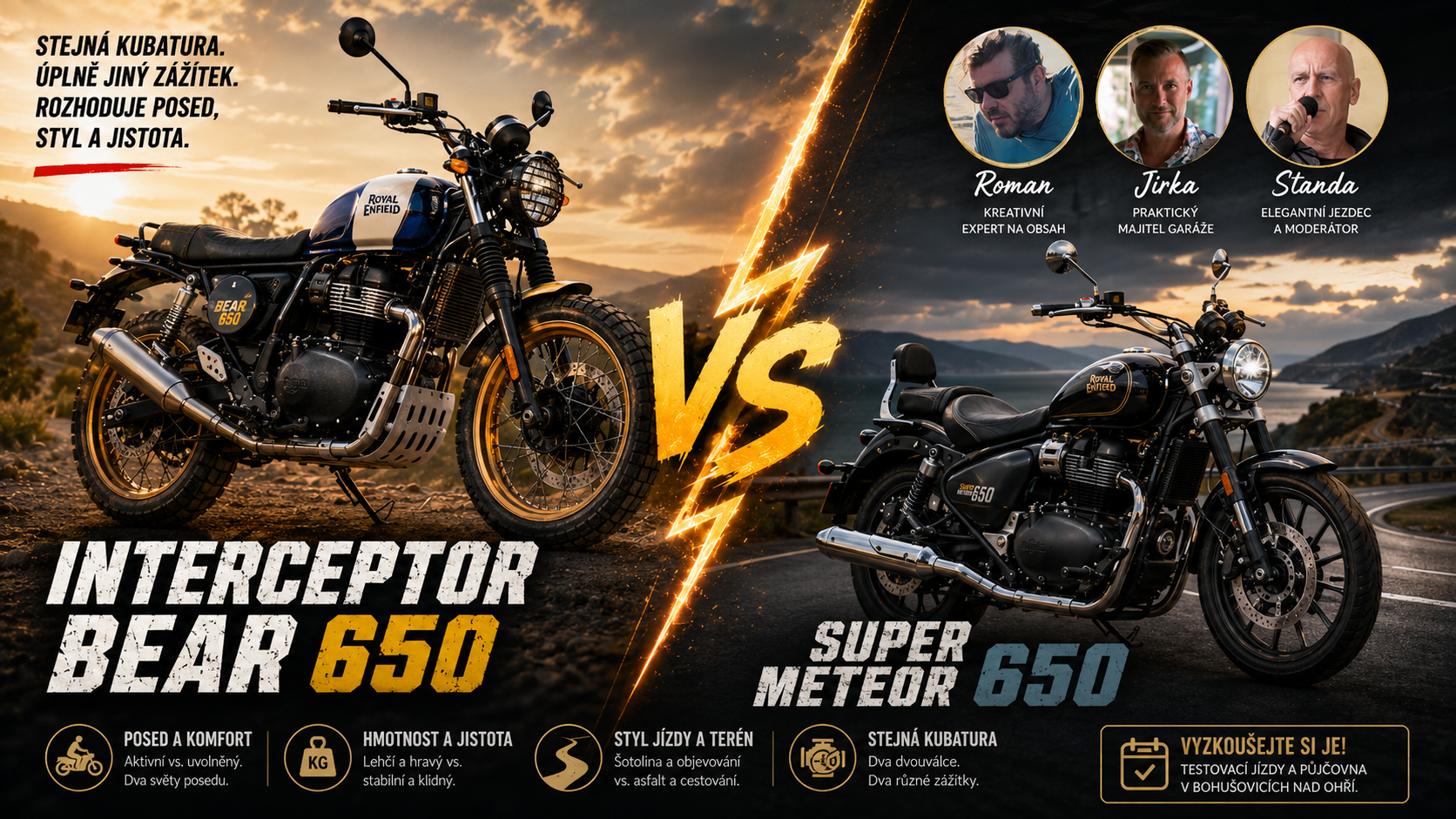 Bear 650 vs Super Meteor 650: dva dvouválce, dva světy
